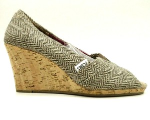 Toms logo marrón oro Resbalón en Zapatos Con Taco de impresión de corcho  para mujer 6.5 | eBay