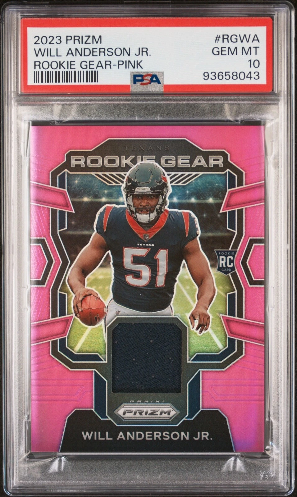 Will Anderson Panini Prizm Rookie Gear #RGWA Pink