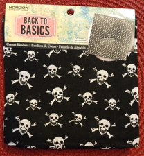 Back to Basics Black/White Skull Crossbones Bandana 100 Cotton 22" x 22", NWT