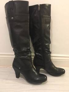 black ruched boots uk