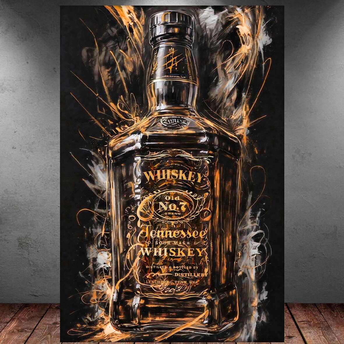 1art1 Whiskey & Zigarren Leinwandbild 80x60 Cm – Kunstdruck Auf Keilrahmen, XXL-Wandbild Für Wohnzimmer, Bar Oder Büro
