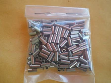 100 NICKEL WIRE LEADER CRIMP SLEEVES GOOD FOR 20/60 LBS. TEST #30L .069 ID.