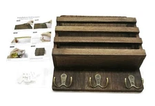 Mkono Wall Mounted Rustic Brown Mail Sorter/Key Holder NOS