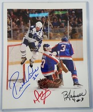 SIGNED BY 3 Rick Vaive & Doug Soetaert  & Bryan Maxwell JETS VS LEAFS 8X10 PHOTO