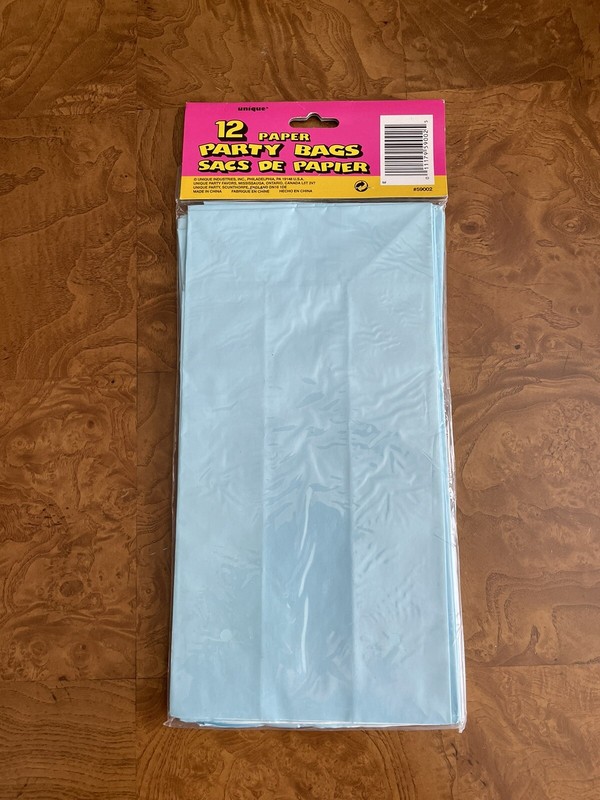 Unique Party Paper Luminary & Party Bags, Baby Blue, 12 Paper Bags