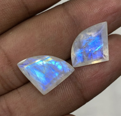 AAAA Quality Rainbow Moonstone Blue Fire Fancy Shape Cut size 12.5x17.5-12x18 MM