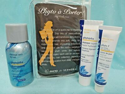 LOT/3 PHYTO DRY HAIR Mini Kit PHYTO 7 Hydrating Cream PHYTOJOBA Shampoo & Masque