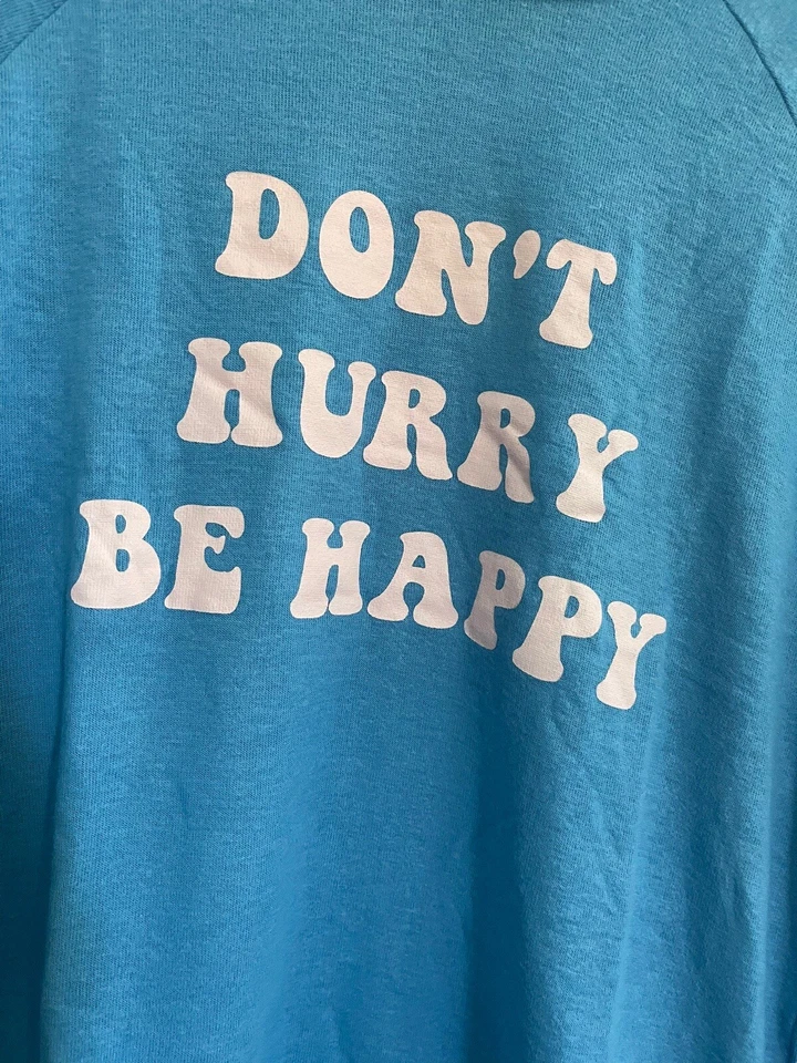 NWT PJ Salvage XL Don't Hurry Be Happy Long Sleeve Lounge Top Blue Pink #PQ26/46 - Image 2 of 4