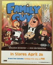 FAMILY GUY Vintage 2005 PROMO WINDOW STATIC CLING POSTER w/ DATE for Vegas MINT