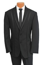 Boys Modern Fit Black Tuxedo Jacket Slim Athletic Wedding Ring Bearer Size 8