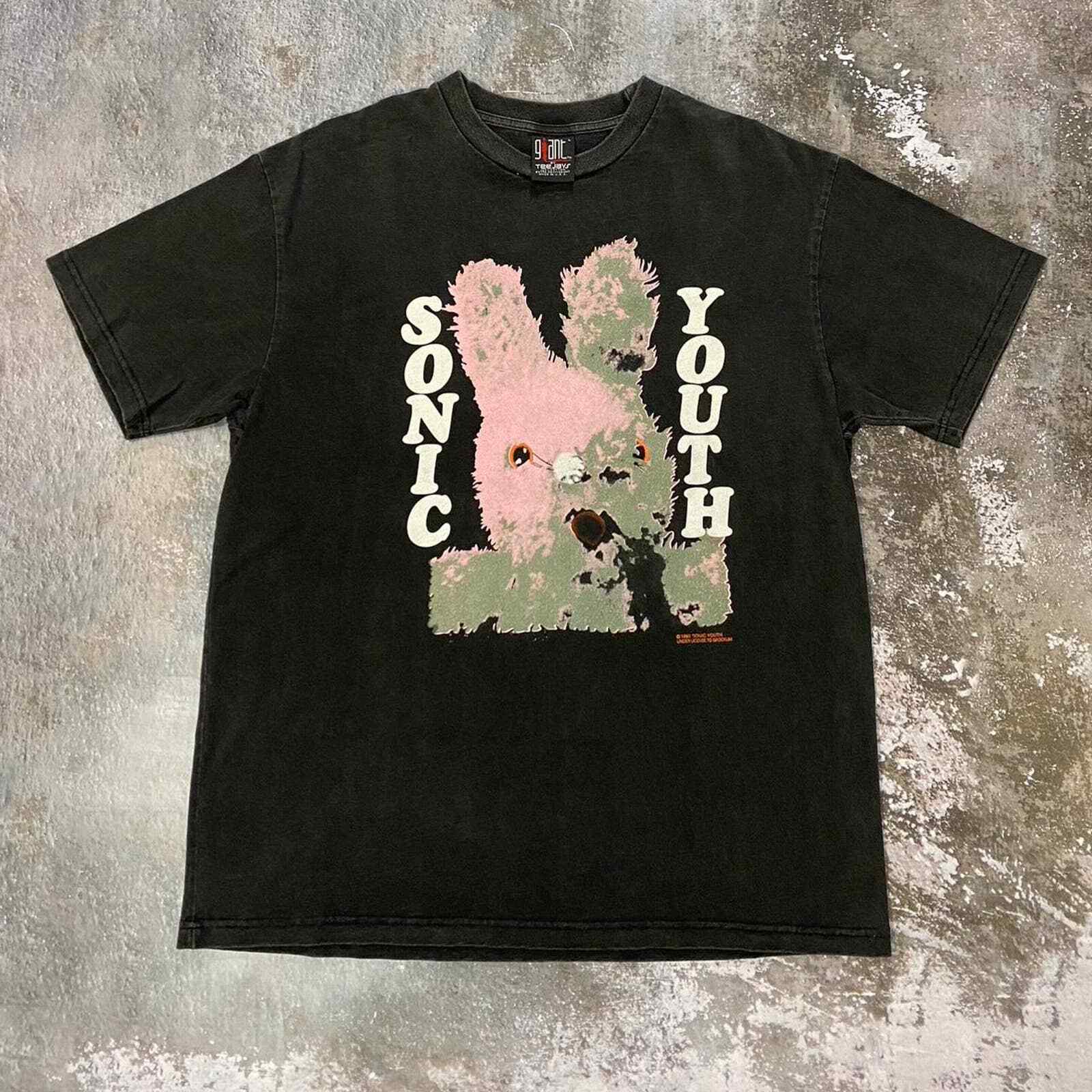 90s Sonic Youth Dirty Bunny Gracias T shirt. Giant Tag Size Large Bootleg