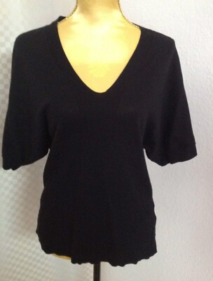 MONSOON (UK) super Damen PULLOVER Kimono KURZarm Gr. 40/42 schwarz Baumwolle TOP