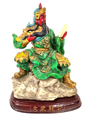Chinese God Guan Yu Figurine Guan Gong Statue Resin 6.5 x 5 Inches