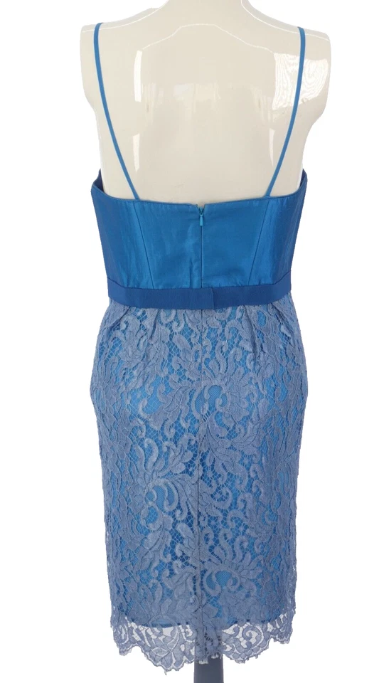Matthew Williamson Dress Corset Mini Vintage Satin Blue Lace Party Size UK 10 - Image 4 of 4