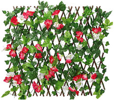 Shenrongtong Expanding Trellis Fence with Flowers Leaves, Artificial Retractable