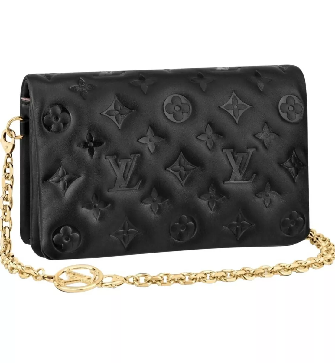 Louis Vuitton Black Monogram Embossed Puffy Lambskin Pochette