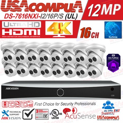 Hikvision 4K Acusense 16ch PoE CCTV System 8MP Mic IP Camera DS-2CD2383G2-IU Lot
