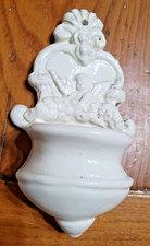 ACQUASANTIERA ANGELO CERAMICA MAIOLICA BIANCA