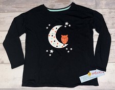 Cat  Jack PJ Pajama Long Sleeve Shirt size L large 10/12 - Black/Moon/Owl - NEW