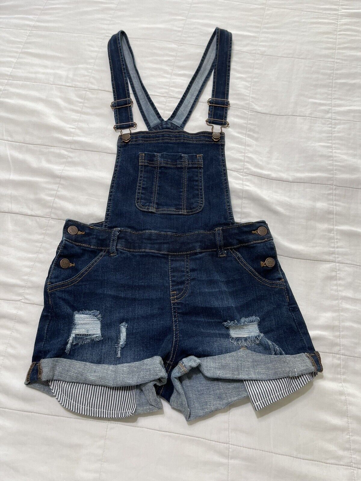 Basic Denim Wax Jean Overall Shorts For Women - image 1