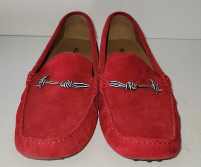 ALDO red Suede Blue Striped Anchor Nautical Buckle Mocs  display picture 3