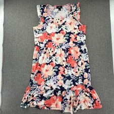 AGB Dress Floral Sundress above Knee Cap Sleeves Ruffled Hem Stretchy & Comfy