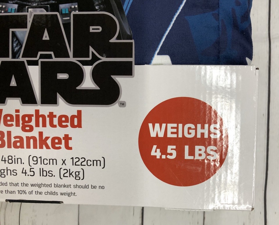 New Boys Disney Star Wars 4.5 Lbs Blue Weighted Blanket 36"x48" Darth
