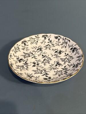 VTG Tuscan England Bone China Salad Plate, Light Pink w Gold Tone Flowers