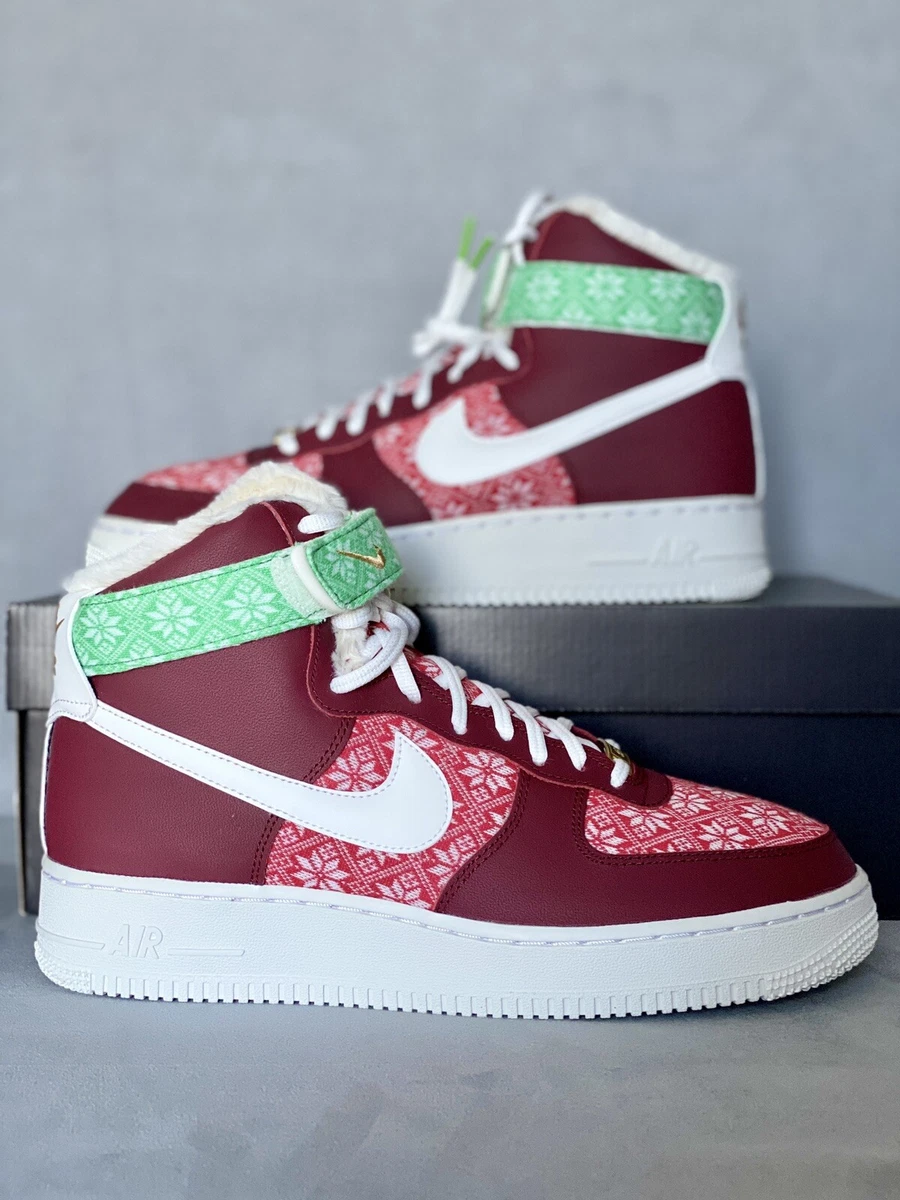 🎄 Nike Air Force 1 High sz 9 Nordic Christmas Sweater DC1620 600