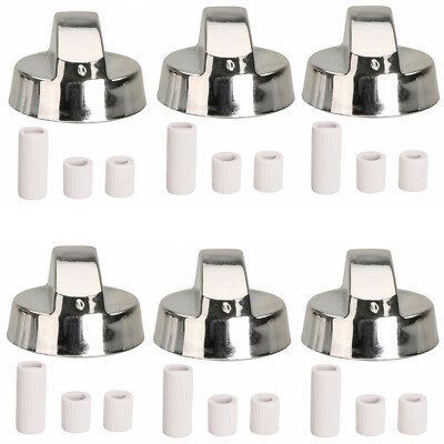 Silber Backofen Kochfeld Knopf Gas Elektroherd Grill Steuerung & Adapter Universal x 6