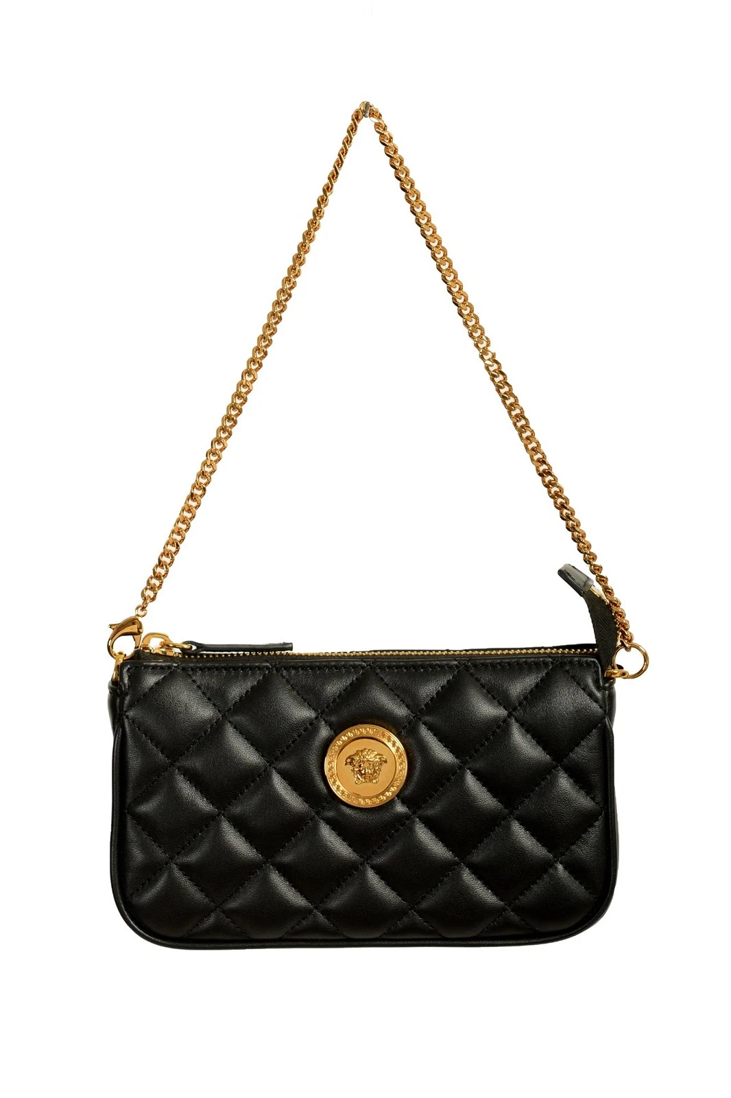 Versace — Versace Women's Black Gold Medusa Quilted Small Handbag Shoulder Bag