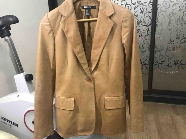 Women DKNY Jacket Brown Leather 34 / XS / 42