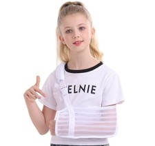 Breathable Mesh Kids Arm Sling for Boys Girls White, Large White