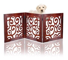 Safety Pet Gate for Dogs Free-Standing Foldable - Decorative Scroll Wo