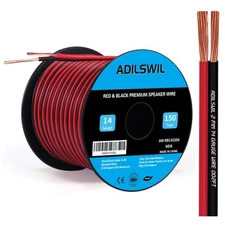 14AWG 150FT Speaker Wire, 2 Conductors Electrical Red Black Cable Hookup LED ...
