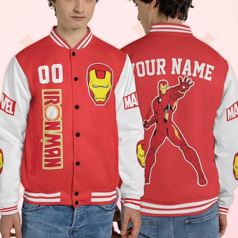 Personalized Iron Man Supehero Fan Gift Christmas Baseball Jacket