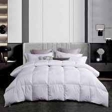 White Down Feather Comforter Queen Size - 600 Fill Power 100 Cotton Down Duvet