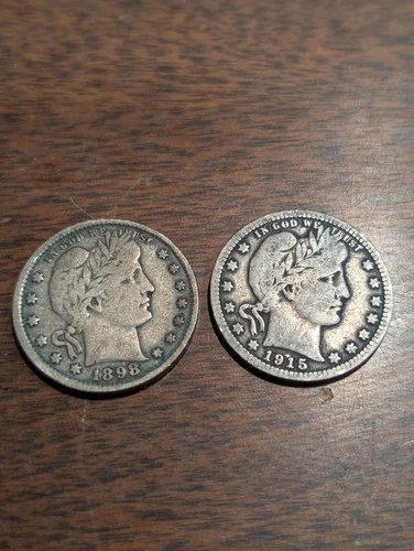 TWO  VERY FINE BARBER QUARTERS, 1898  AND 1915