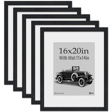 VCK 16x20 Picture Frame 5 Pack, Natural Wood Grain Black Oak  HD Glass, Disp...