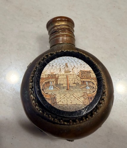 Antique micro-mosaic small perfume bottle, Grand Tour Period