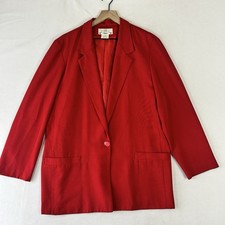 Vintage Orvis Womens XL Red Blazer Jacket Rayon Made in USA Classic