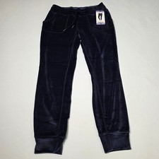 32 Degrees Heat Velour Joggers Women XS Purple Navy Drawstring Pants 1352955 NWT