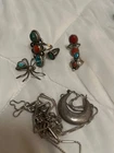 vintage sterling silver turquoise ring lot /scrap unique spider pendant. Stamped