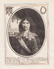 Henri de La Tour d'Auvergne Turenne Marschall Portrait Kupferstich 1650