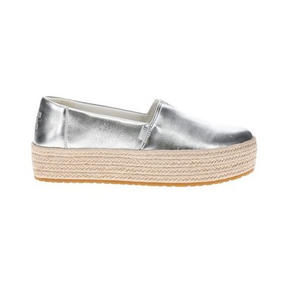 TOMS Valencia Platform Espadrille  Womens Silver Flats Casual 10021927T-040
