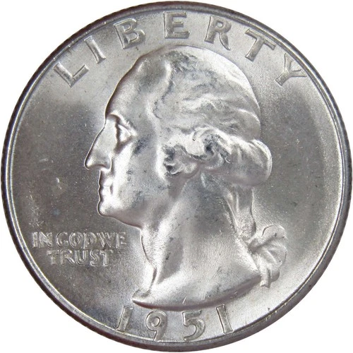 1951 S Washington Quarter Uncirculated Mint State Silver 25c Coin