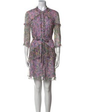 Saloni Tilly Ruffle Silk Printed Dress Size 2 Preowned