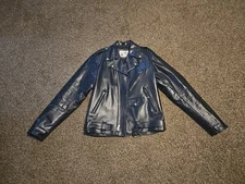 Vtg 70s Sears The Leather Shop Biker Jacket Belted Quilted Zippers Mens Sz 42