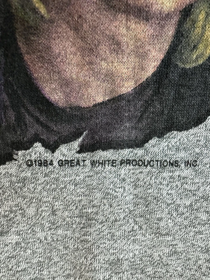 Camiseta de beisebol vintage 1984 Great White U.K. Tour Deadstock pequena cinza - Imagem 4 de 4