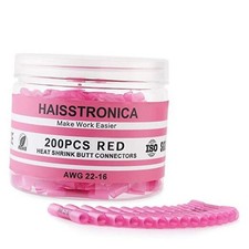 200PCS 22-16 AWG Red Heat Shrink Butt Connectors Marine Grade Red AWG 22-16